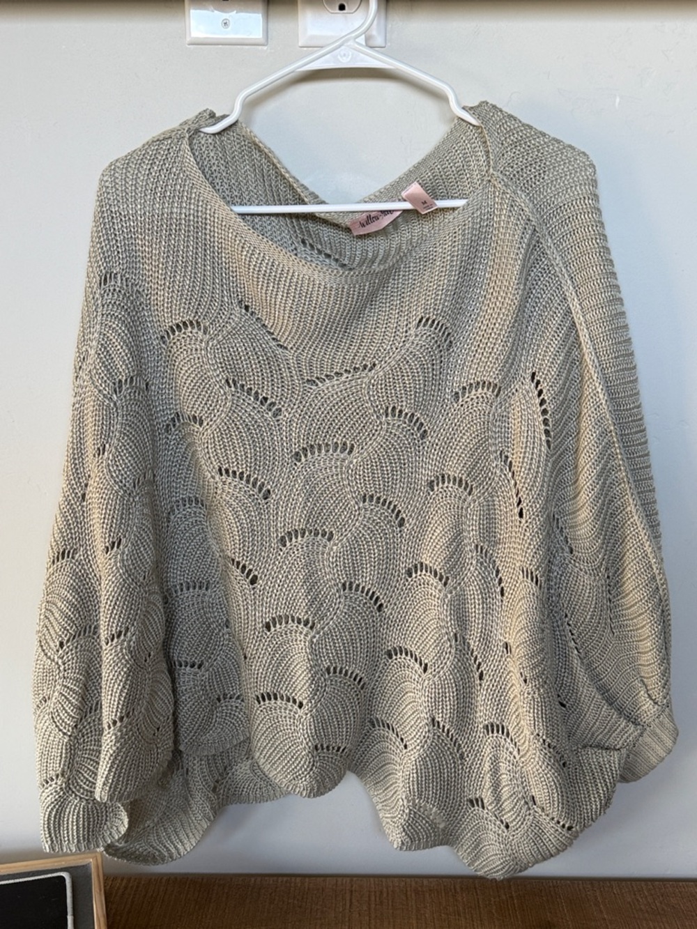 Open-Knit Cowl Sweater in Light Beige by Millers